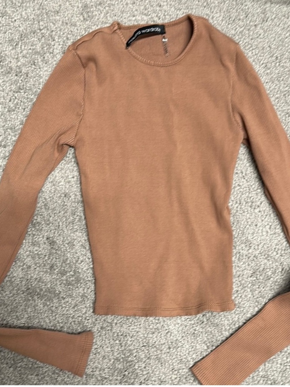 Naked wardrobe Tan Ribbed Long-Sleeve Top